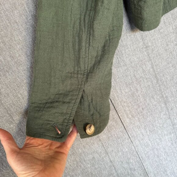 Madewell The Drop-Shoulder Linen Blend Foraged Green Boxy Crop Blazer Size XL - Picture 8 of 17